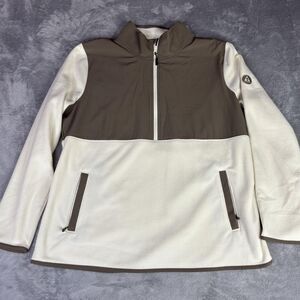 Ascend Fleece‎ Sweatshirt Mens XL White 1/2 Zip Mock Neck Pockets Pullover